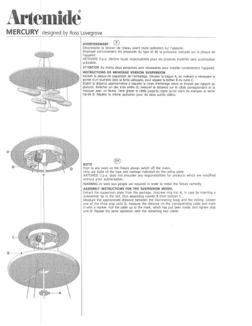 AVERTISSEMENT ® Déconnecter la tension de réseau ... - Artemide