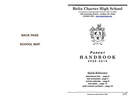 2009-10 Parent Handbook - Helix Parent-Teacher-Student ...