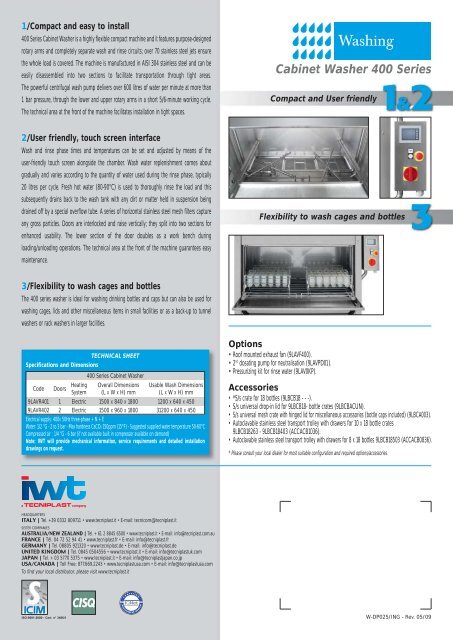 Cabinet Washer 400 Series - Tecniplast