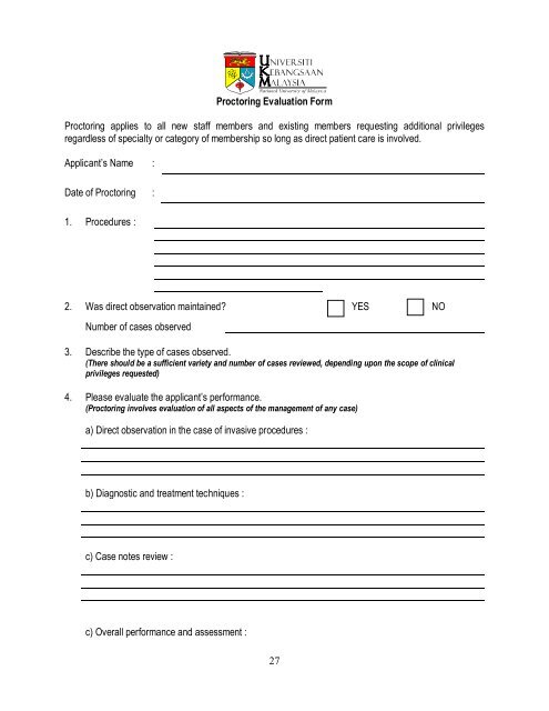 27 Proctoring Evaluation Form Proctoring applies to all new staff ...