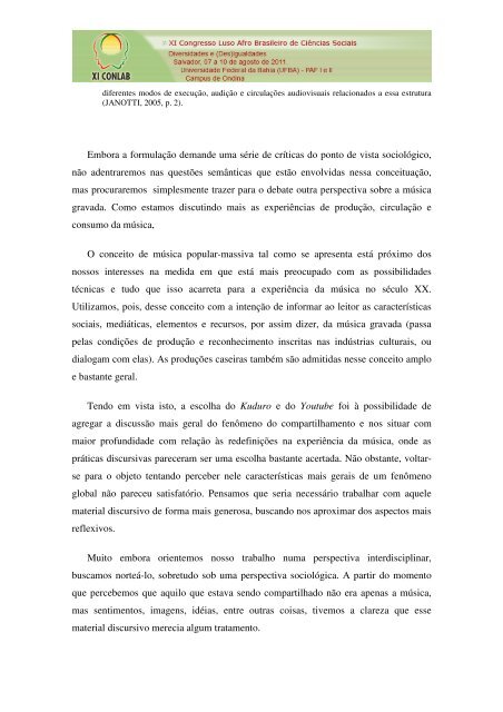 O KUDURO ÃƒÂ‰ DE ANGOLA - XI Congresso Luso Afro Brasileiro de ...