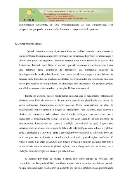 O KUDURO ÃƒÂ‰ DE ANGOLA - XI Congresso Luso Afro Brasileiro de ...
