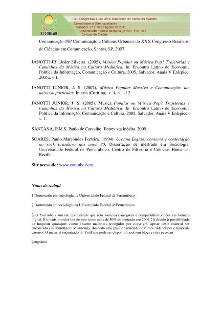 O KUDURO ÃƒÂ‰ DE ANGOLA - XI Congresso Luso Afro Brasileiro de ...