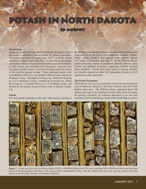 Potash in North Dakota - Department of Mineral Resources