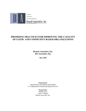 Promising Practices for Improving the Capacity of Faith