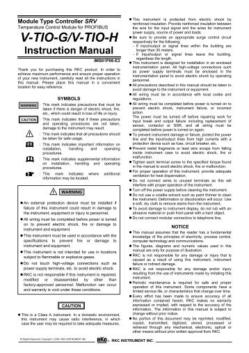 V-TIO-G/V-TIO-H Instruction Manual - rkc instrument inc.