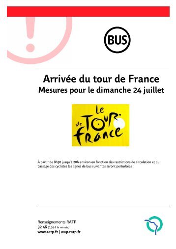 ArrivÃ©e du tour de France Mesures pour le dimanche 24 juillet - RATP