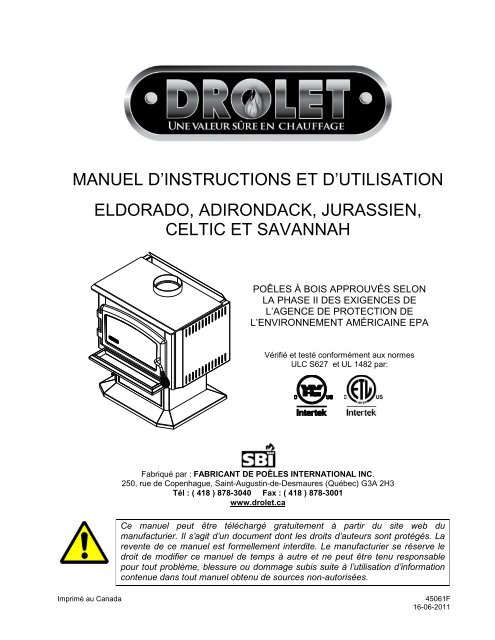 SPÃCIFICATION DES PRODUITS - Drolet