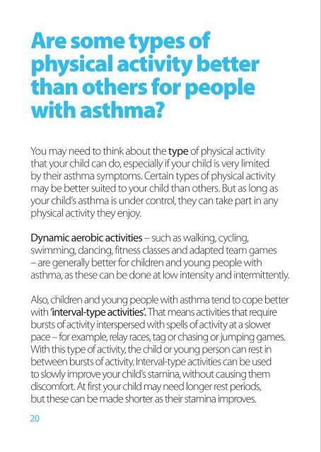 Physical activity Ã¢Â€Â“ What if my child has asthma? - BHF National ...