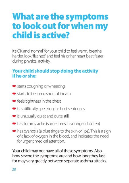 Physical activity Ã¢Â€Â“ What if my child has asthma? - BHF National ...