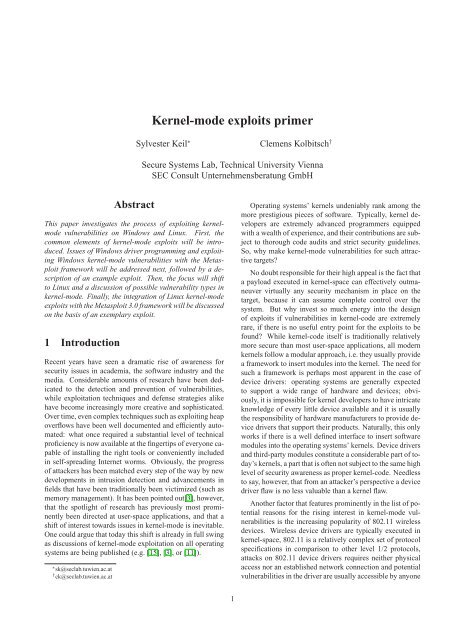 Kernel-mode exploits primer - International Secure System Lab
