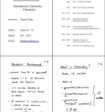 CHEM 101/103, J1 - Department of Chemistry - University of Alberta