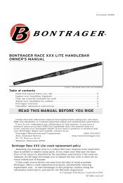 Bontrager race xxx lite handlebar owner's manual