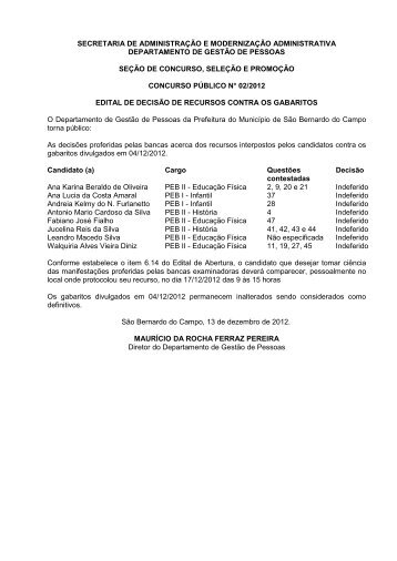 coordenadoria de recursos humanos - Prefeitura de São Bernardo ...