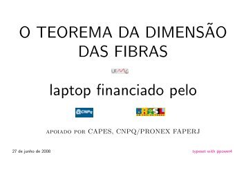 O TEOREMA DA DIMENSËAO DAS FIBRAS laptop financiado pelo