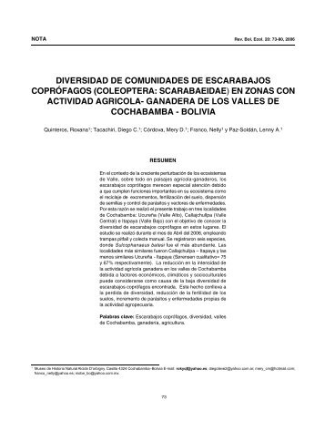 diversidad de comunidades de escarabajos coprÃ³fagos