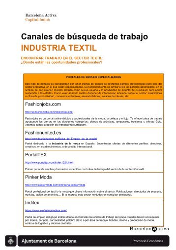 Canales de búsqueda de trabajo INDUSTRIA TEXTIL