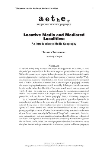 Locative Media and Mediated Localities - California Geographical ...