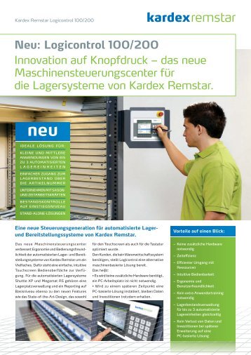 Neu: Logicontrol 100/200 Innovation auf ... - Kardex Remstar