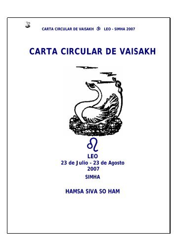 CARTA CIRCULAR DE VAISAKH - The World Teacher Trust