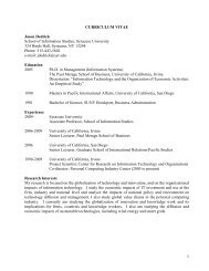 Jason Dedrick - Curriculum Vitae - Syracuse University