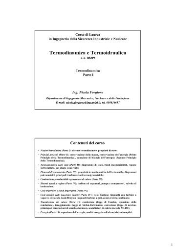 Termodinamica e Termoidraulica - Ingegneria Meccanica, Nucleare ...