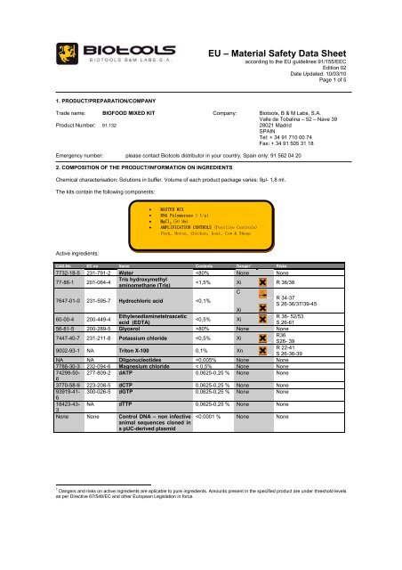 91.132. MSDS. BIOFOOD MIXED KIT.pdf - Biotools