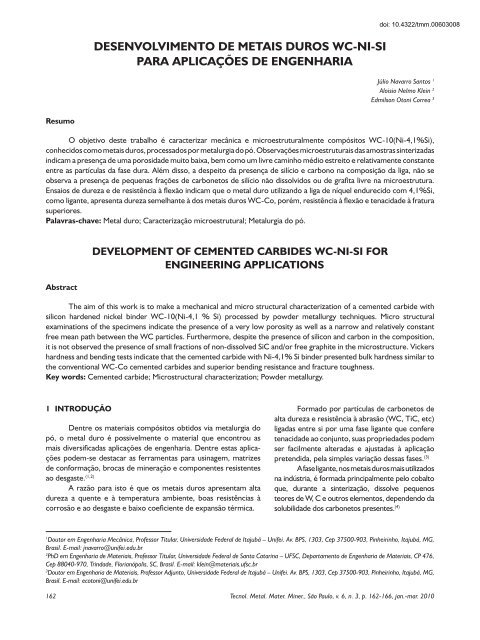 Visualizar PDF - Tecnologia em Metalurgia, Materiais e Mineração
