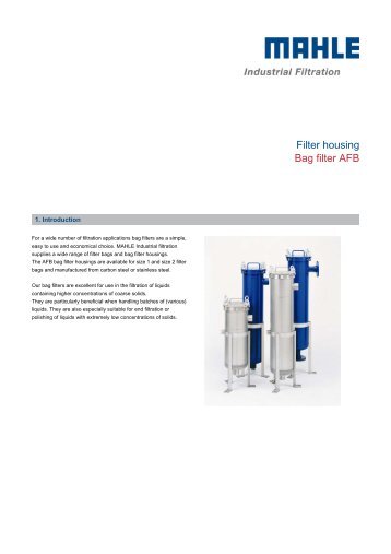 Filter housing Bag filter AFB - MAHLE Industry - Filtration