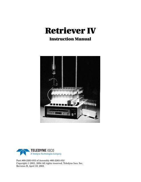 Retriever IV Fraction Collector User Manual - Isco