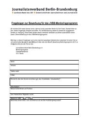 Fragebogen zur Bewerbung für das JVBB-Mentoringprogramm