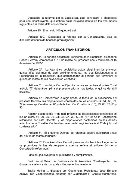 reforma a la constitucion de la republica de guatemala, decretada el ...