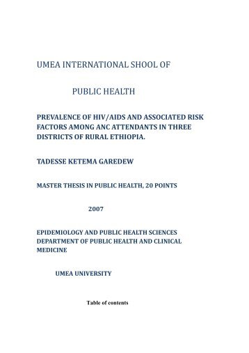 2007:17 Tadesse Ketema Garedew. Prevalence of HIV/AIDS and ...