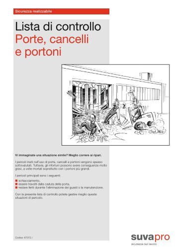 Lista di controllo: Porte, cancelli e portoni - Suva