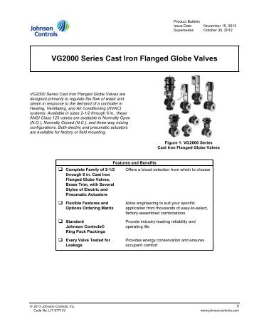 VG2000 Series Cast Iron Flanged Globe Valves Product Bulletin