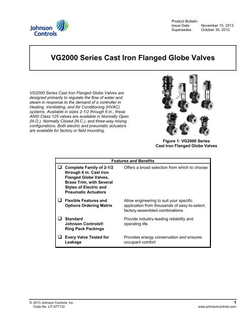 VG2000 Series Cast Iron Flanged Globe Valves Product Bulletin