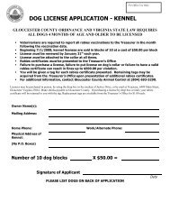 dog license application - kennel - Gloucester County Virginia