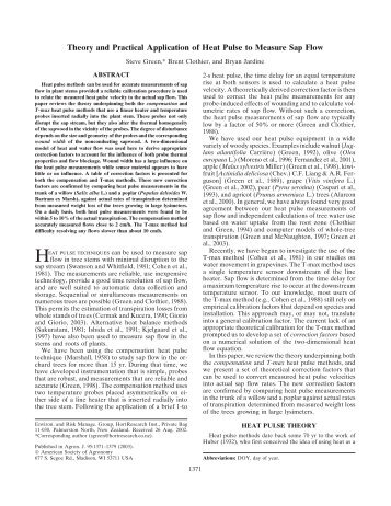 Theory and Practical Application of Heat Pulse to Measure Sap Flow