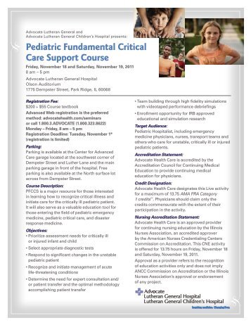 Pediatric Fundamental Critical Care Support Course - Advocate ...