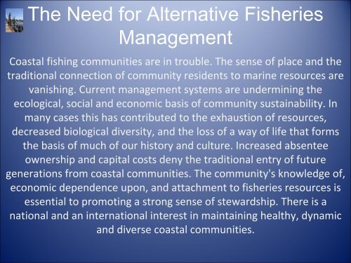 Community Based Fisheries Management - Marine Conservation ...