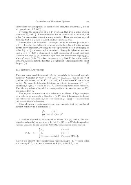 PERCOLATION AND DISORDERED SYSTEMS Geoffrey GRIMMETT