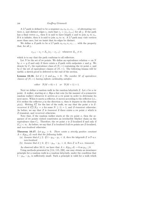 PERCOLATION AND DISORDERED SYSTEMS Geoffrey GRIMMETT