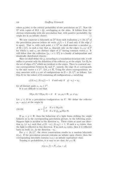PERCOLATION AND DISORDERED SYSTEMS Geoffrey GRIMMETT