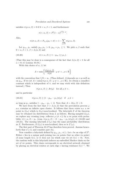 PERCOLATION AND DISORDERED SYSTEMS Geoffrey GRIMMETT