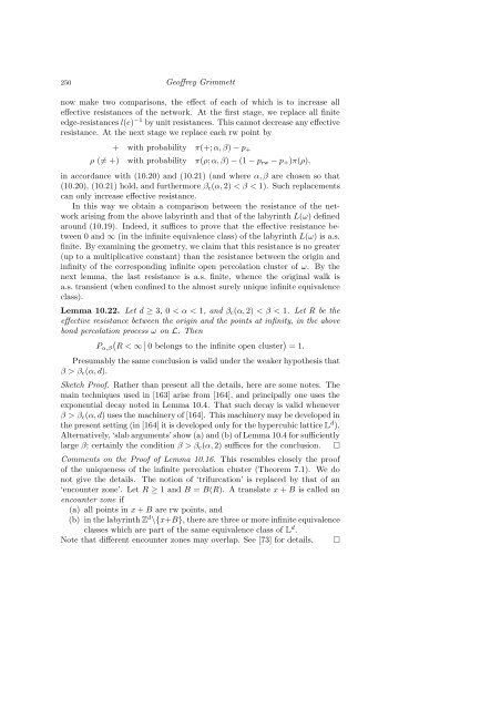 PERCOLATION AND DISORDERED SYSTEMS Geoffrey GRIMMETT