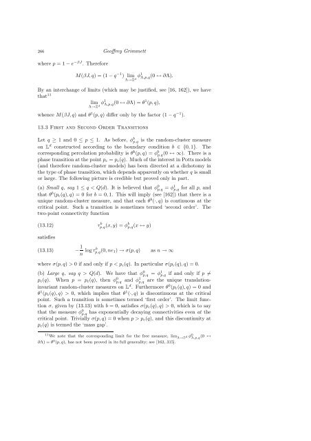 PERCOLATION AND DISORDERED SYSTEMS Geoffrey GRIMMETT