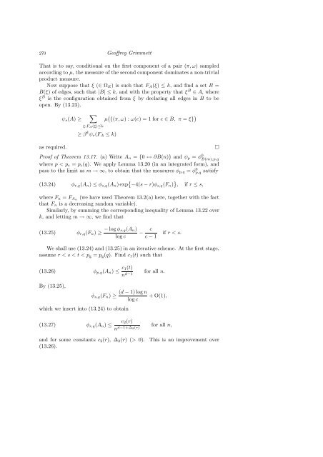 PERCOLATION AND DISORDERED SYSTEMS Geoffrey GRIMMETT