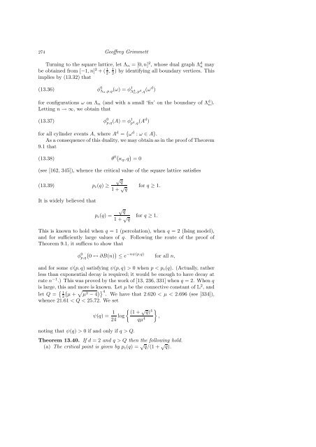 PERCOLATION AND DISORDERED SYSTEMS Geoffrey GRIMMETT