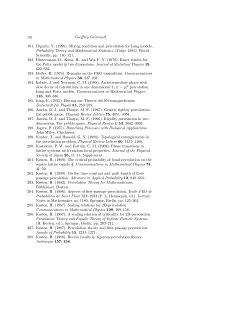 PERCOLATION AND DISORDERED SYSTEMS Geoffrey GRIMMETT