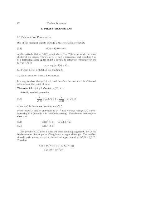 PERCOLATION AND DISORDERED SYSTEMS Geoffrey GRIMMETT